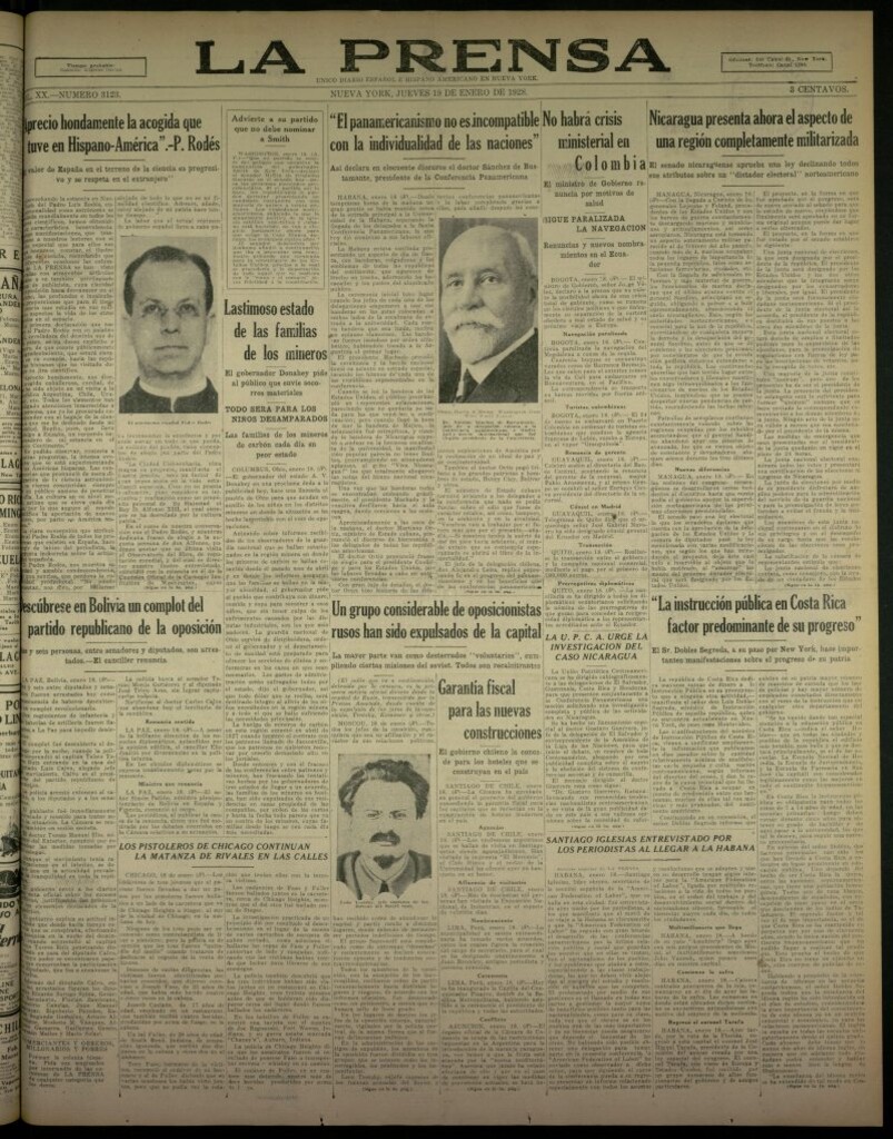 Miniatura de La Prensa: único diario español e hispano americano en Nueva York, del 19 de enero de 1928, nº 3123