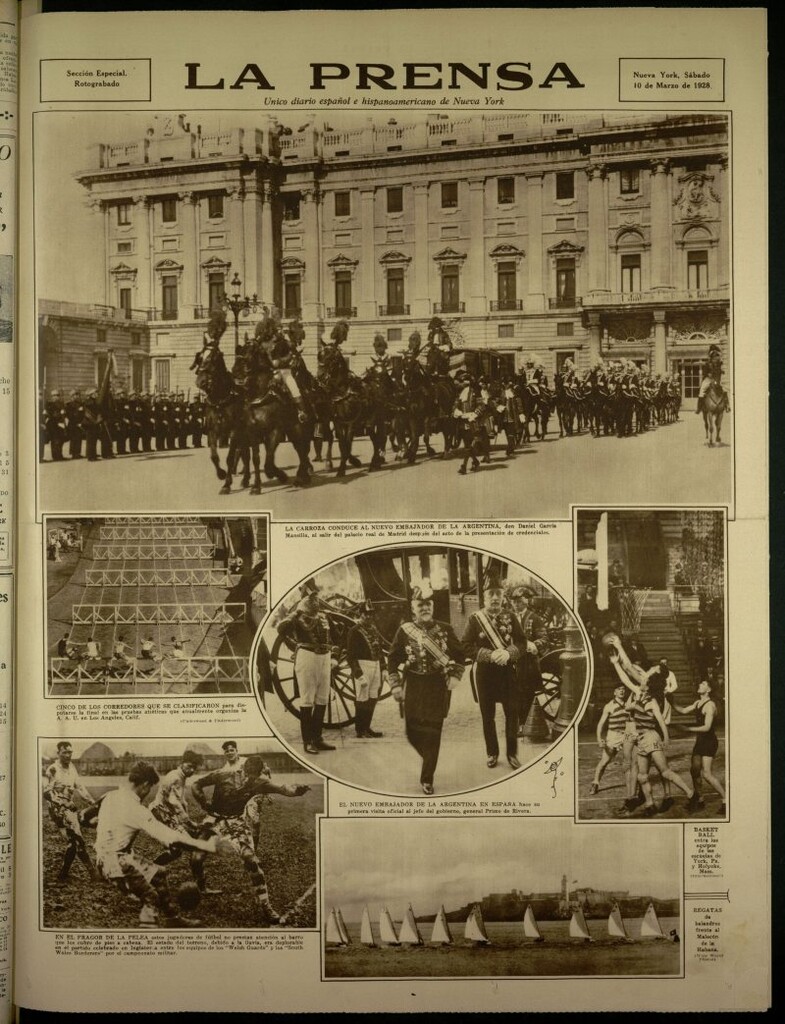 Miniatura de La Prensa: único diario español e hispano americano en Nueva York, del 10 de marzo de 1928, sesion especial retrograbado