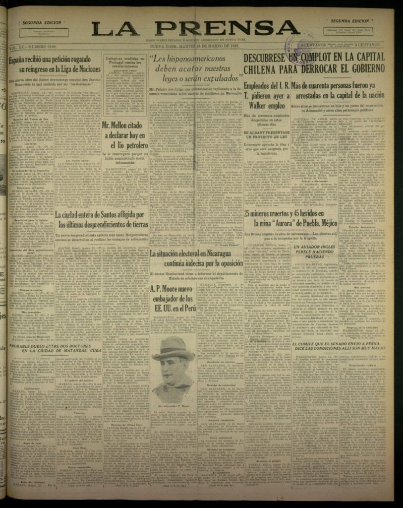 Miniatura de La Prensa: único diario español e hispano americano en Nueva York, del 13 de marzo de 1928, nº 3169