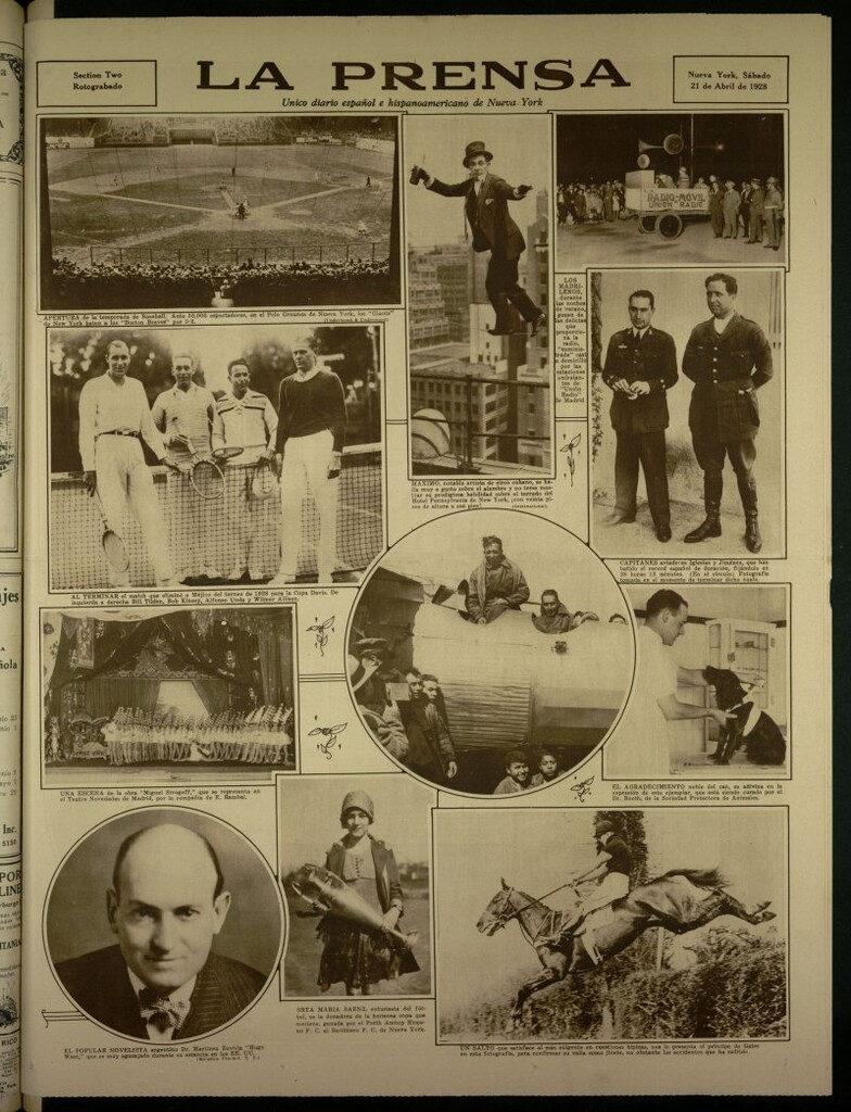 Miniatura de La Prensa: único diario español e hispano americano en Nueva York, del 21 de abril de 1928, sesión especial retrograbado