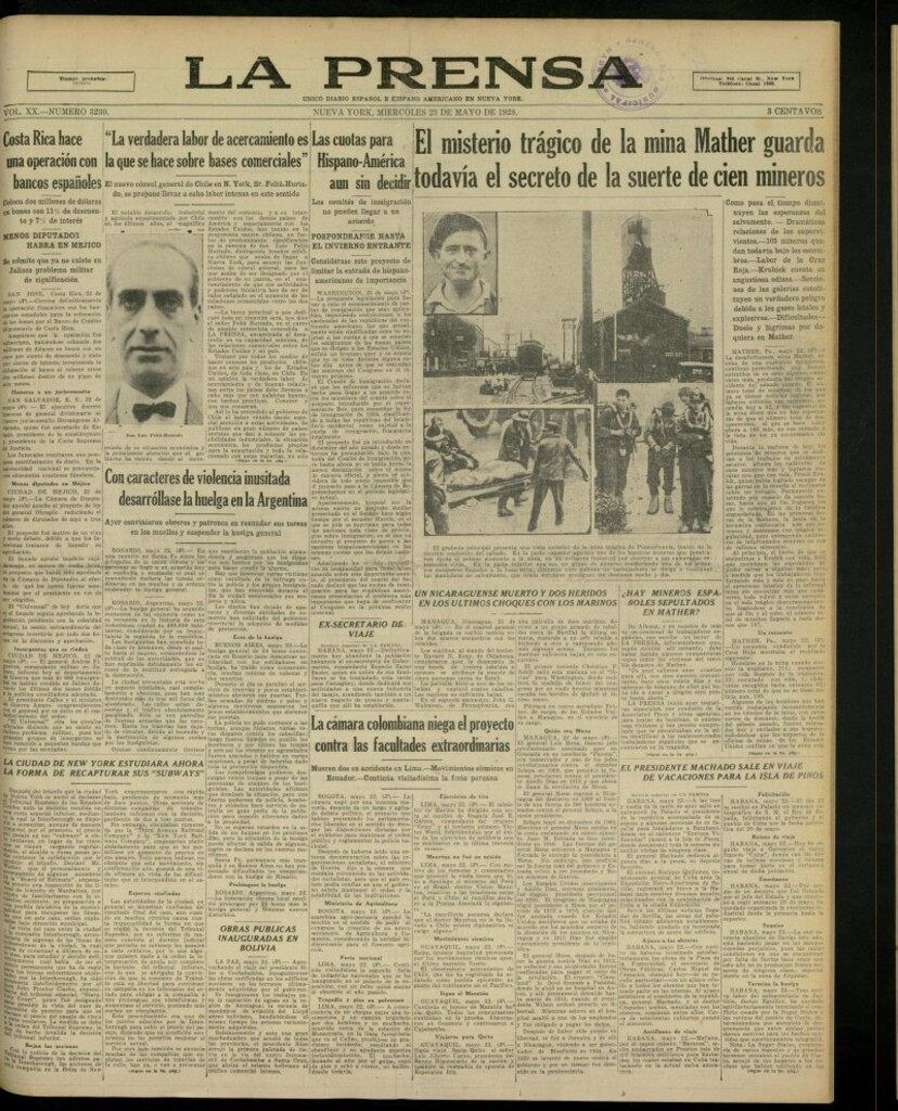 Miniatura de La Prensa: único diario español e hispano americano en Nueva York, del 23 de mayo de 1928, nº 3230