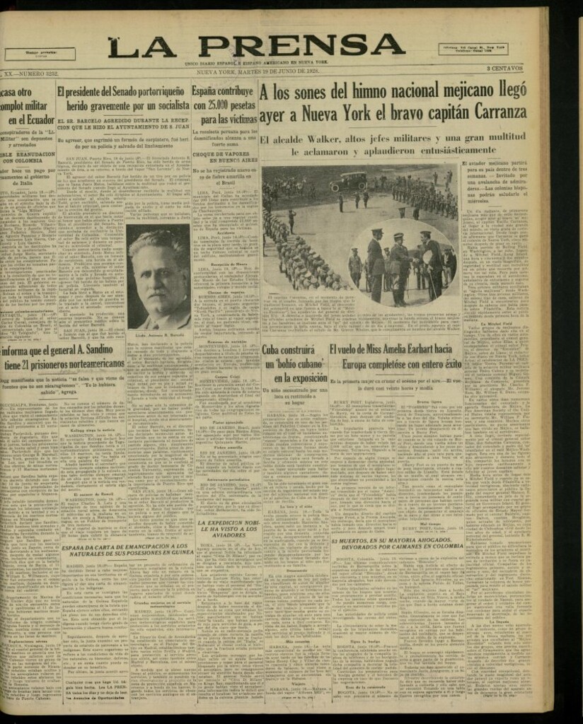 Miniatura de La Prensa: único diario español e hispano americano en Nueva York, del 19 de junio de 1928, nº 3252