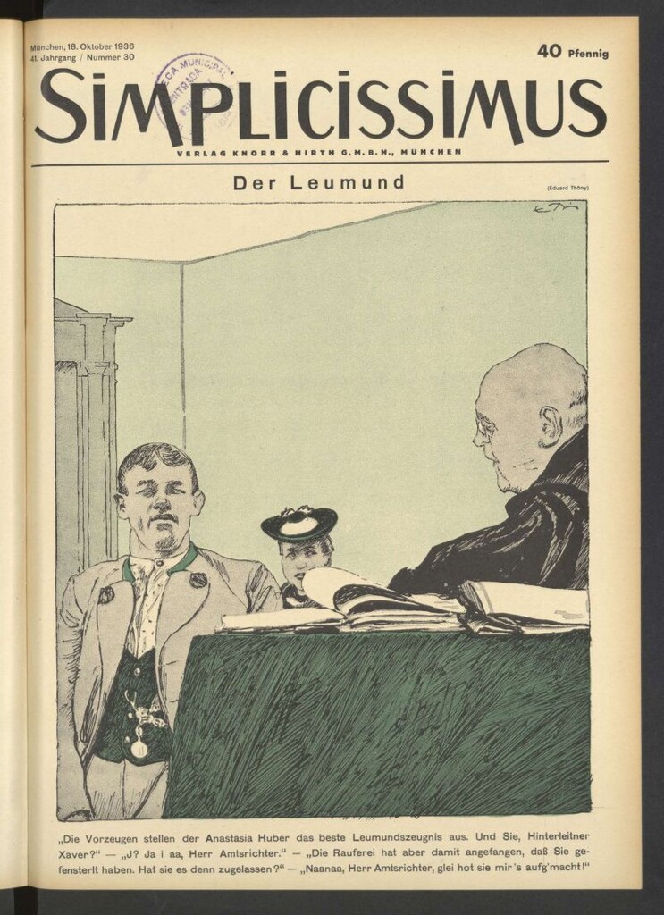 Miniatura de Simplicissimus. 18 Oktober 1936
