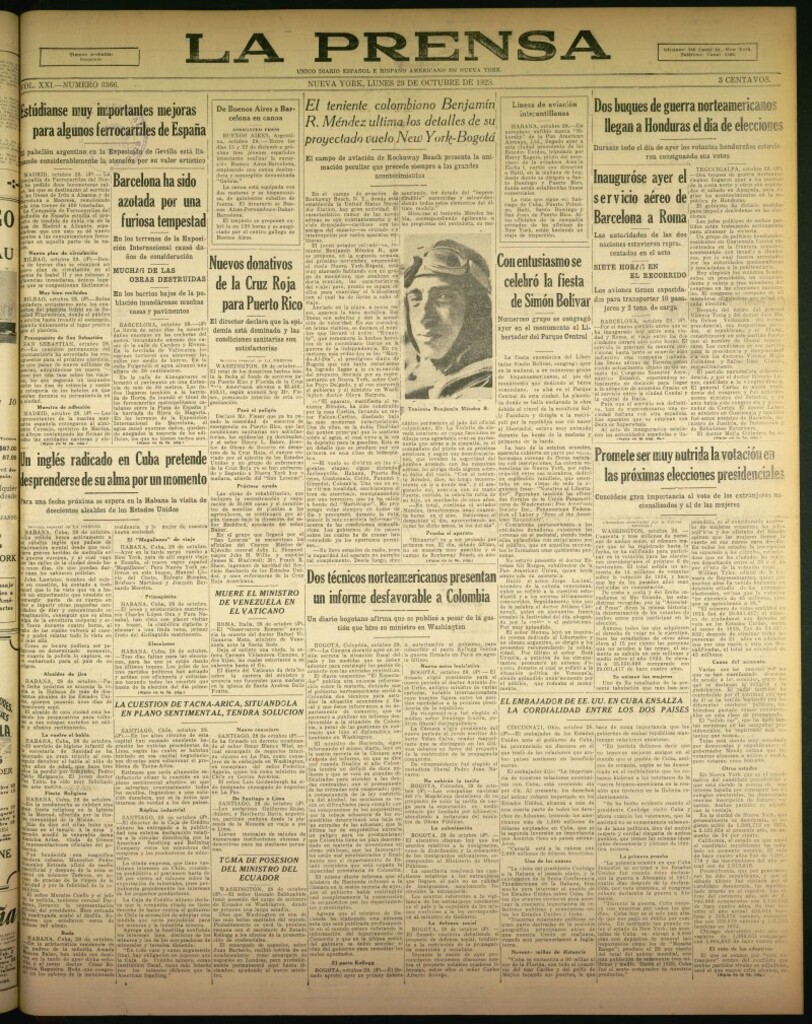 Miniatura de La Prensa: único diario español e hispano americano en Nueva York de 29 de octubre de 1928, nº 3366