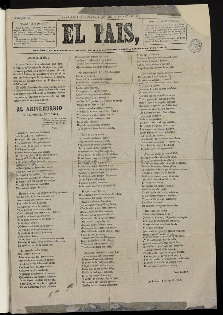 Miniatura de El País (Las Palmas de Gran Canarias, 1867)