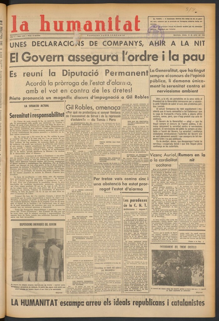 Miniatura de La Humanitat del 16 de julio de 1936