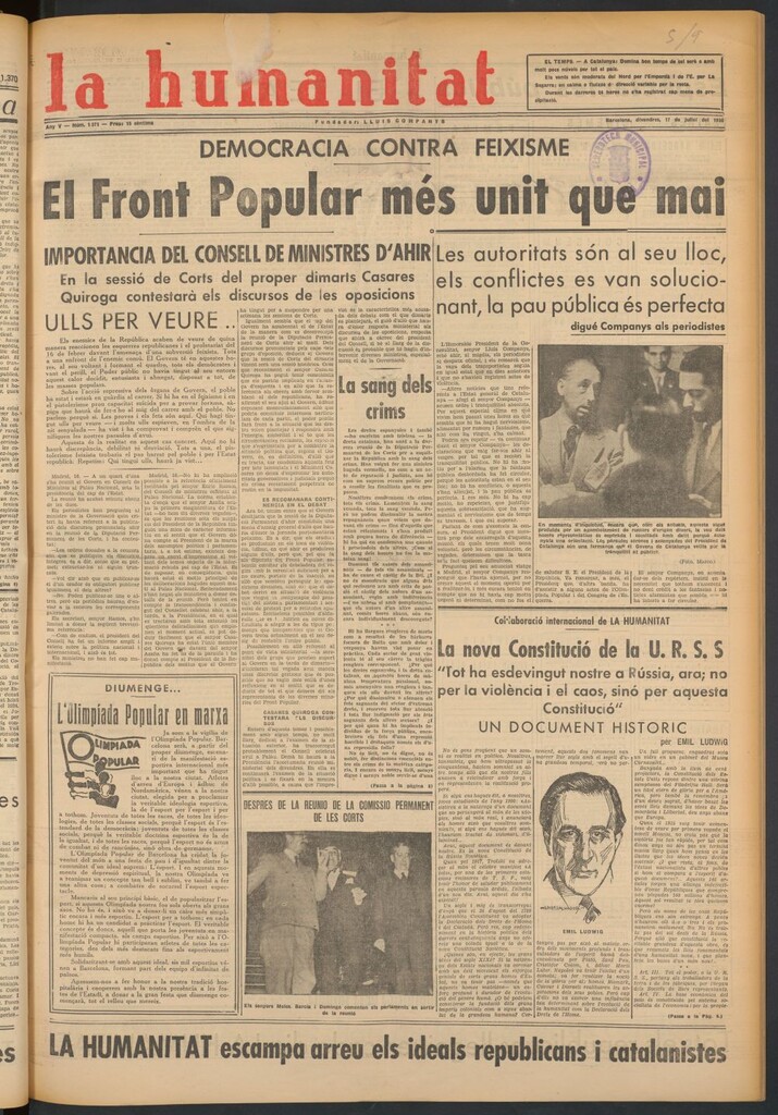 Miniatura de La Humanitat del 17 de julio de 1936