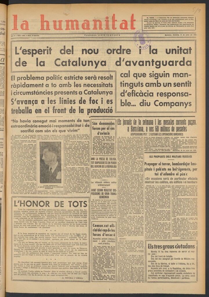 Miniatura de La Humanitat del 31 de julio de 1936