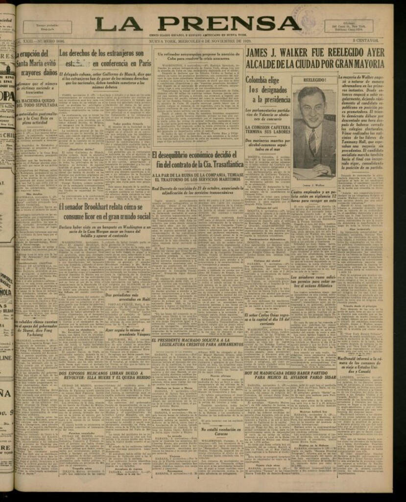 Miniatura de La Prensa: único diario español e hispano americano en Nueva York del 6 de noviembre de 1929, nº 3686