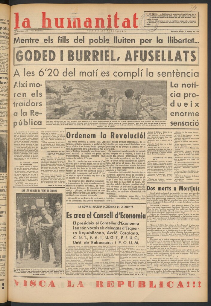Miniatura de La Humanitat del 13 de agosto de 1936
