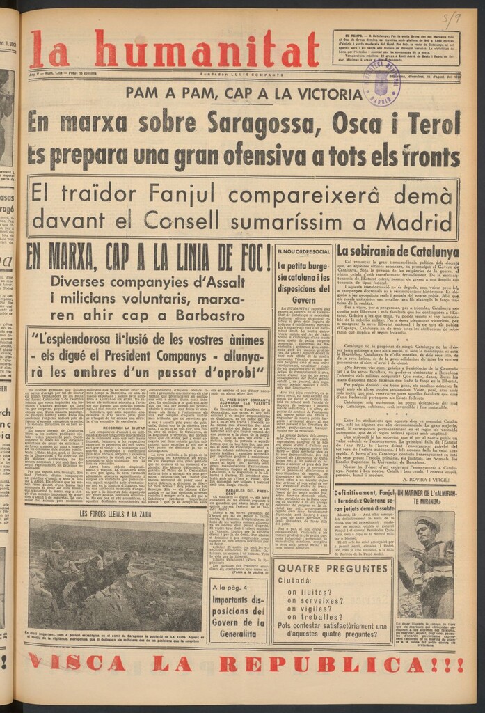 Miniatura de La Humanitat del 14 de agosto de 1936