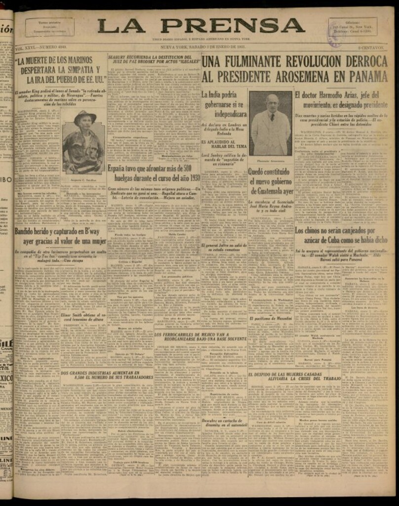 Miniatura de La Prensa: único diario español e hispano americano en Nueva YorkNew York, de 3 de enero de 1931, nº 4049