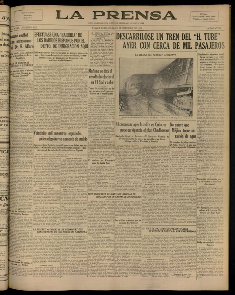 Miniatura de La Prensa: único diario español e hispano americano en Nueva YorkNew York, de 17 de enero de 1931, nº 4061
