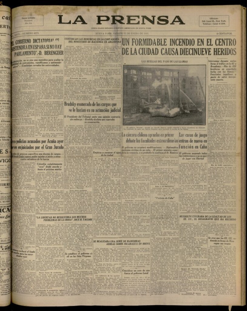 Miniatura de La Prensa: único diario español e hispano americano en Nueva YorkNew York, de 31 de enero de 1931, nº 4073