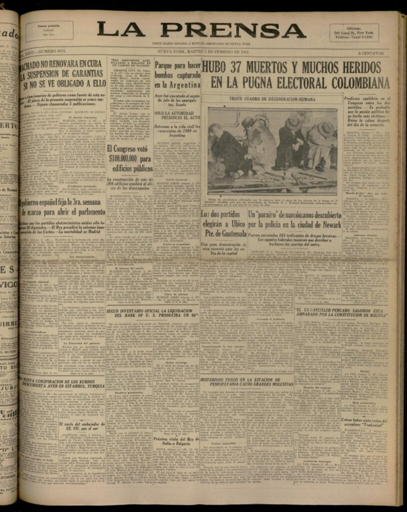 Miniatura de La Prensa: único diario español e hispano americano en Nueva YorkNew York, de 3 de febrero de 1931, nº 4075