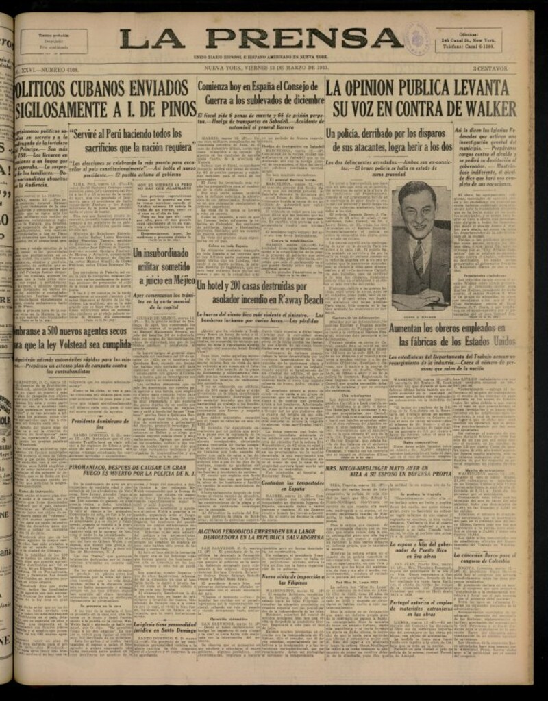 Miniatura de La Prensa: único diario español e hispano americano en Nueva YorkNew York, 13 de marzo de 1931, nº 4108