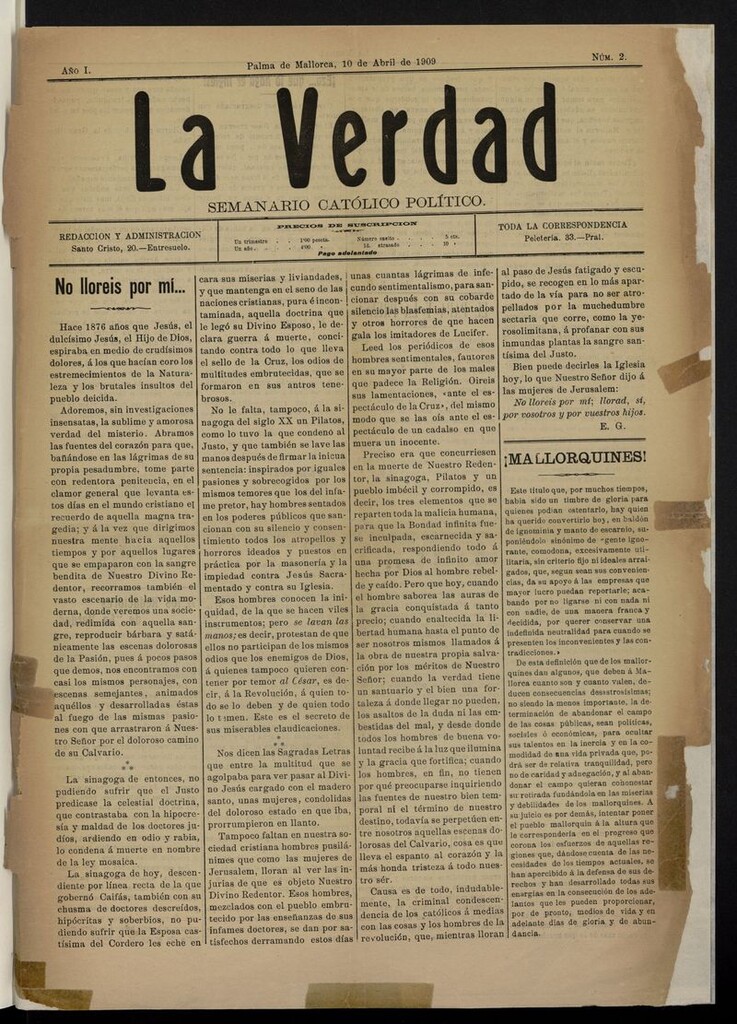 Miniatura de La verdad: semanario católico político