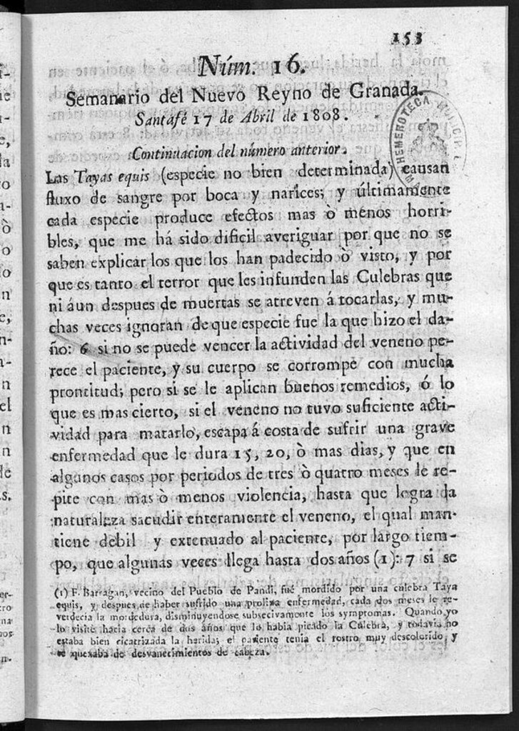 Miniatura de Semanario del Nuevo Reyno de Granada, Núm. 16.