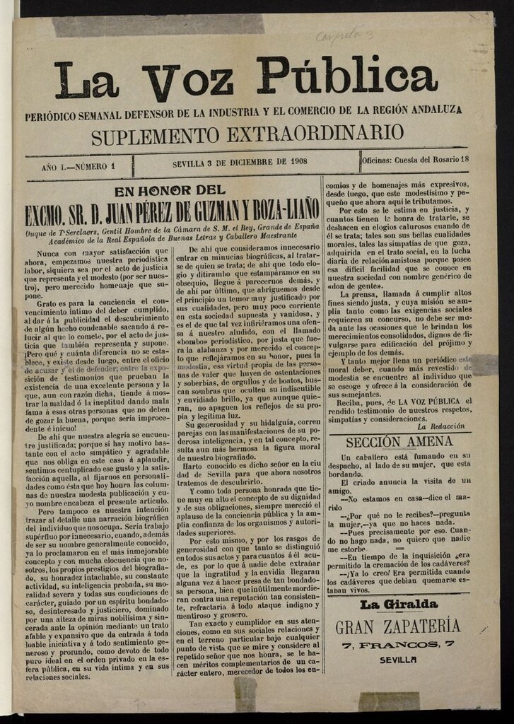 Miniatura de Voz Pública: Periódico Semanal Defensor de la Industria