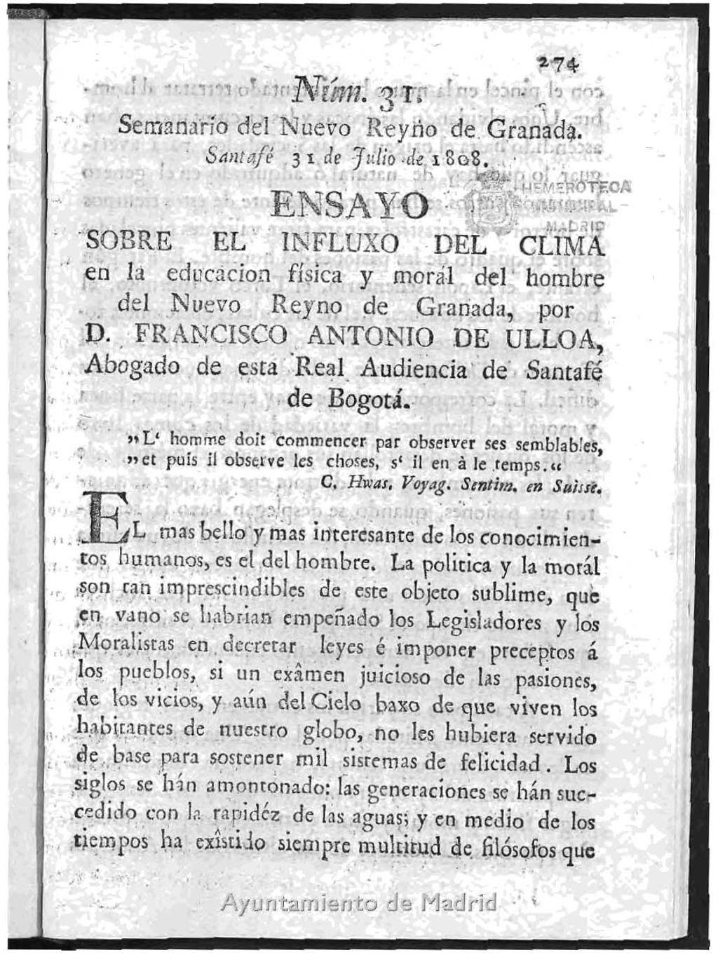 Miniatura de Semanario del Nuevo Reyno de Granada, Núm. 31.