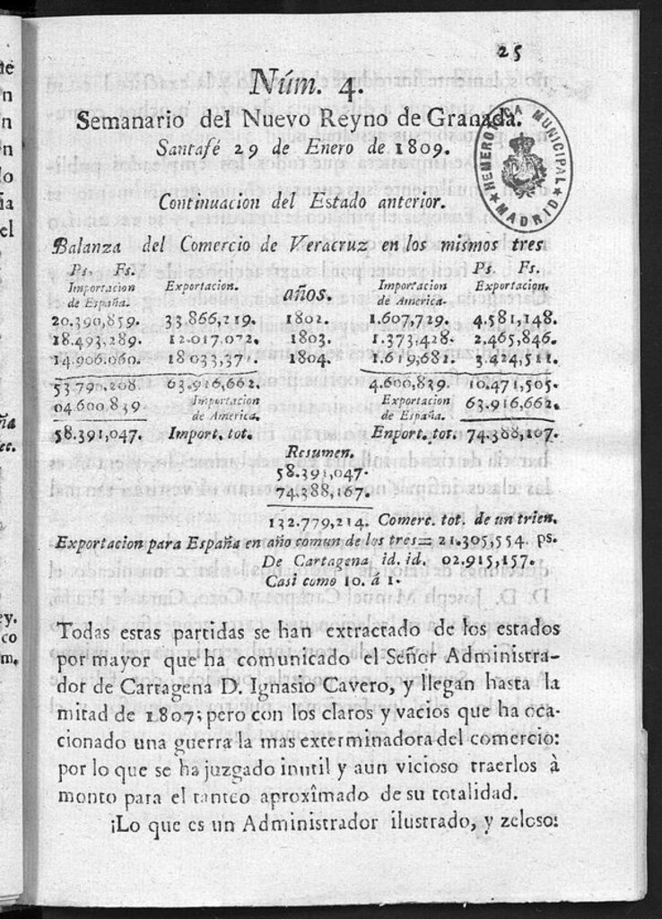 Miniatura de Semanario del Nuevo Reyno de Granada, Núm. 4.