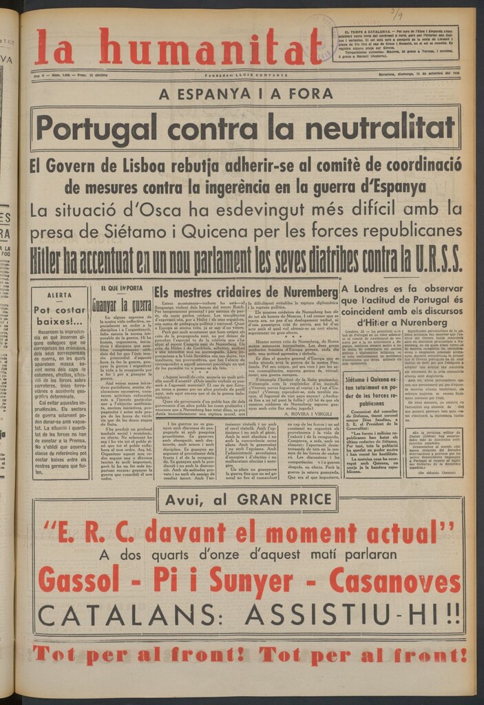 Miniatura de La Humanitat del 13 de septiembre de 1936