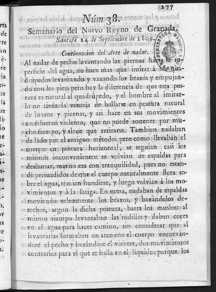 Miniatura de Semanario del Nuevo Reyno de Granada, Núm. 38.