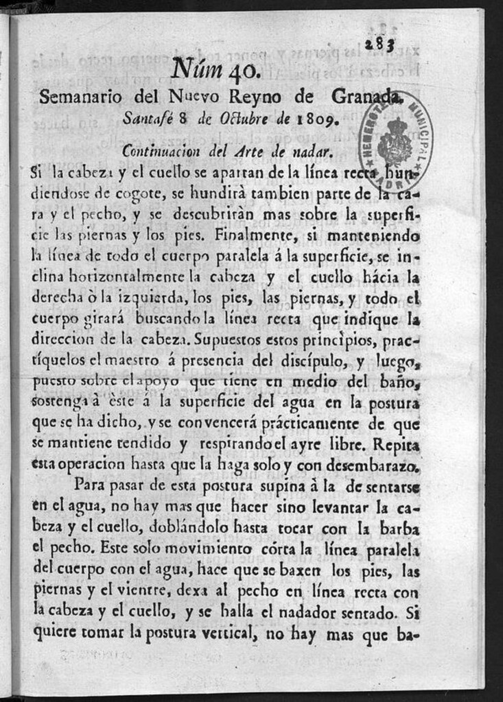 Miniatura de Semanario del Nuevo Reyno de Granada, Núm. 40.