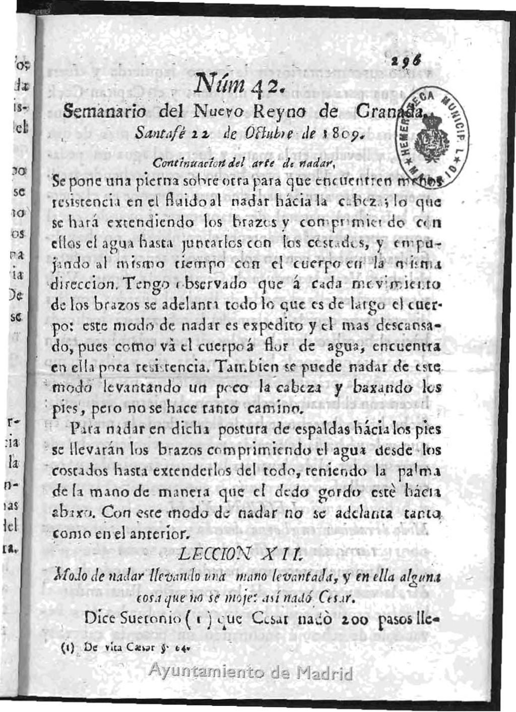 Miniatura de Semanario del Nuevo Reyno de Granada, Núm. 42.