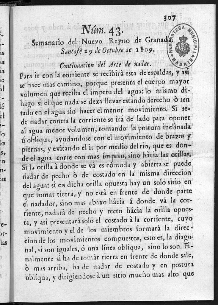 Miniatura de Semanario del Nuevo Reyno de Granada, Núm. 43.