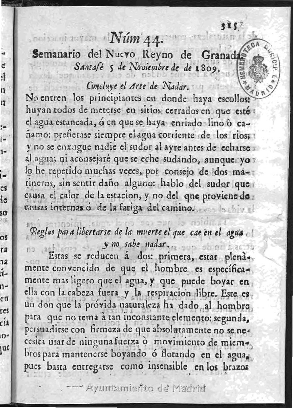 Miniatura de Semanario del Nuevo Reyno de Granada, Núm. 44.