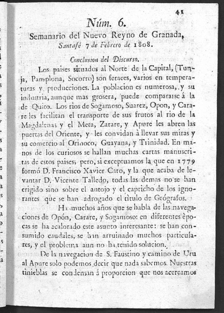 Miniatura de Semanario del Nuevo Reyno de Granada, Núm. 6