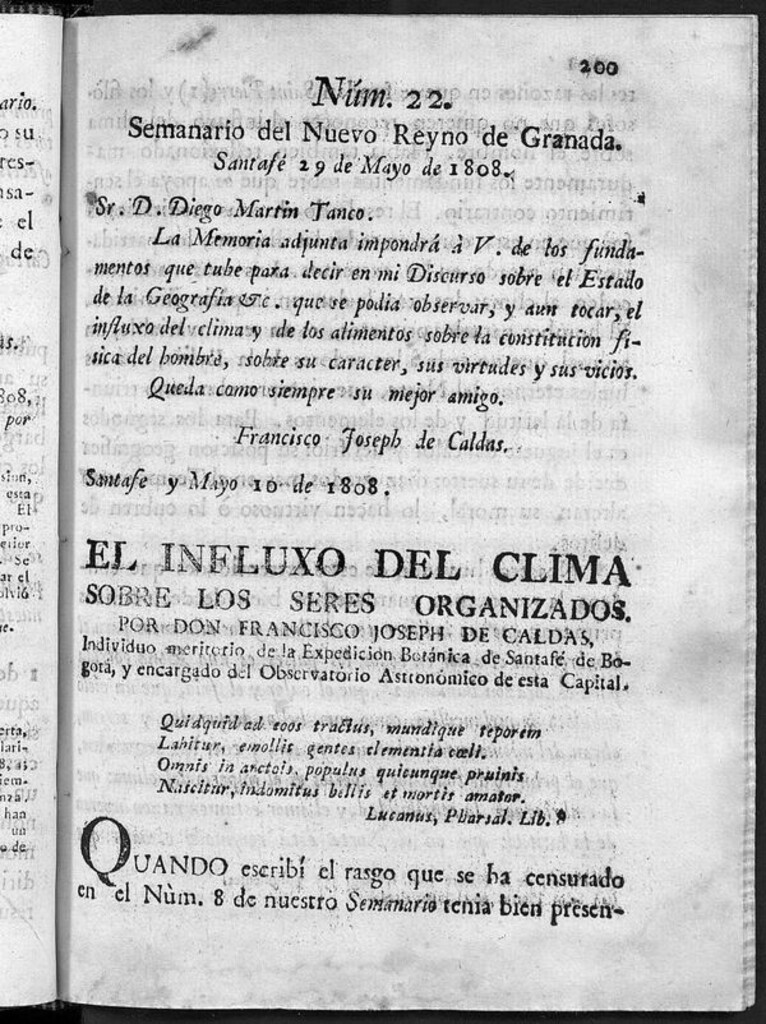 Miniatura de Semanario del Nuevo Reyno de Granada, Núm. 22