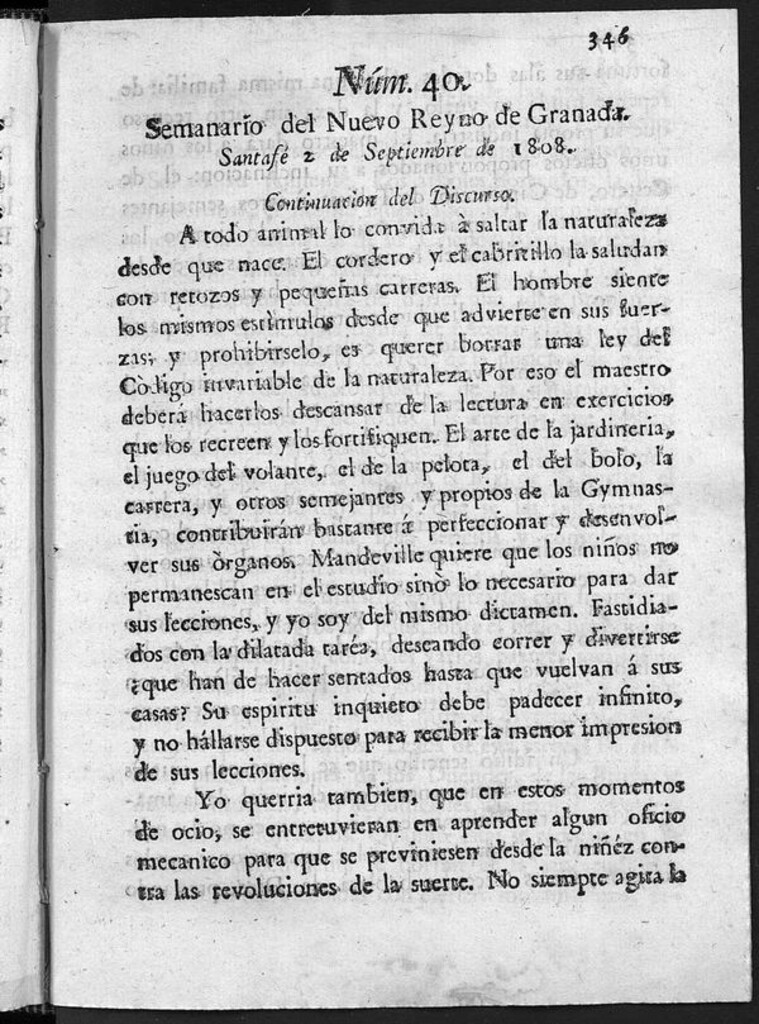 Miniatura de Semanario del Nuevo Reyno de Granada, Núm. 40.