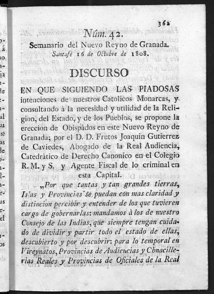Miniatura de Semanario del Nuevo Reyno de Granada, Núm. 42.