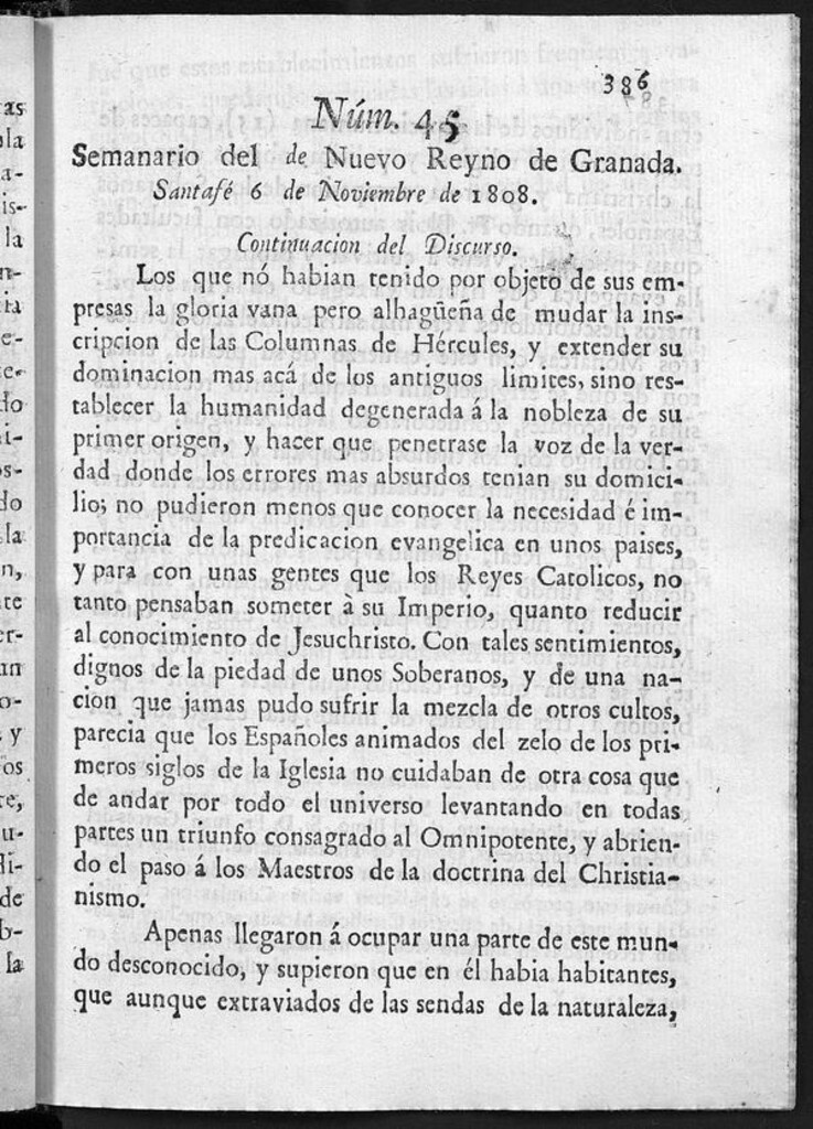 Miniatura de Semanario del Nuevo Reyno de Granada, Núm. 45.