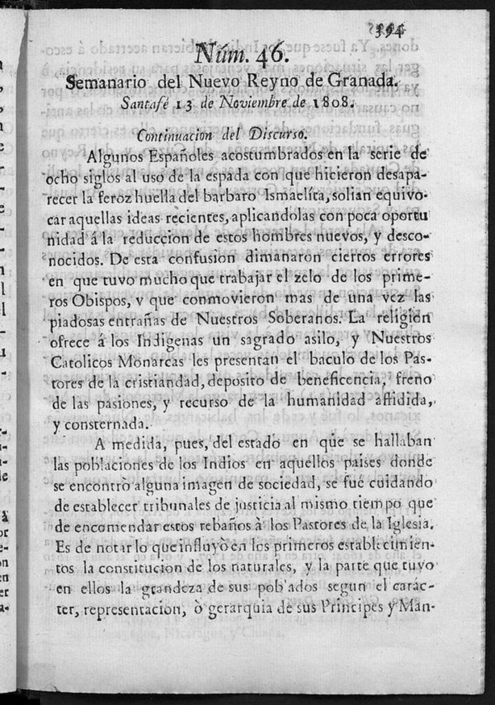 Miniatura de Semanario del Nuevo Reyno de Granada, Núm. 46.