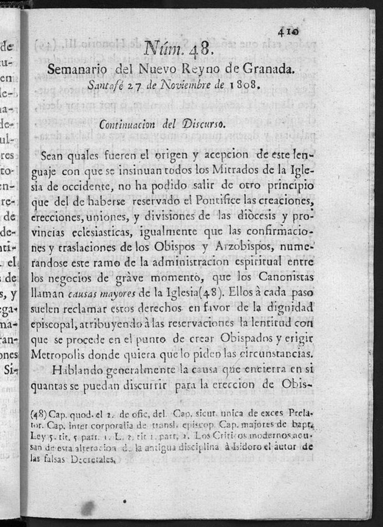 Miniatura de Semanario del Nuevo Reyno de Granada, Núm. 48.
