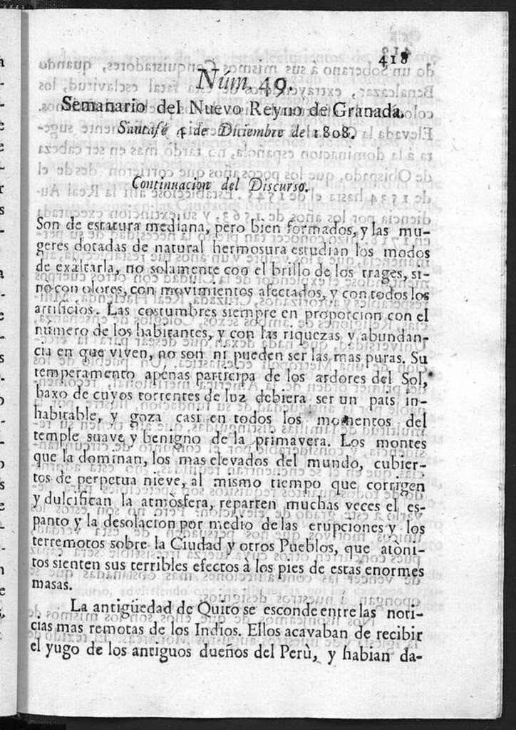 Miniatura de Semanario del Nuevo Reyno de Granada, Núm. 49.