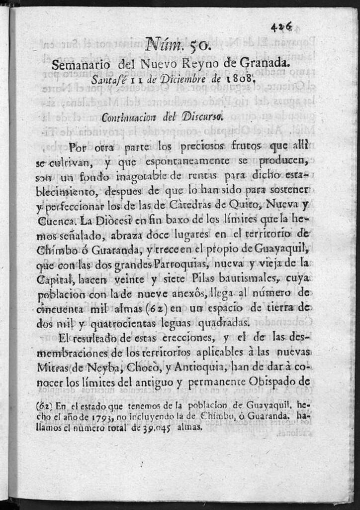 Miniatura de Semanario del Nuevo Reyno de Granada, Núm. 50.