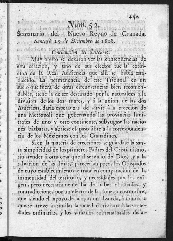 Miniatura de Semanario del Nuevo Reyno de Granada, Núm. 52.
