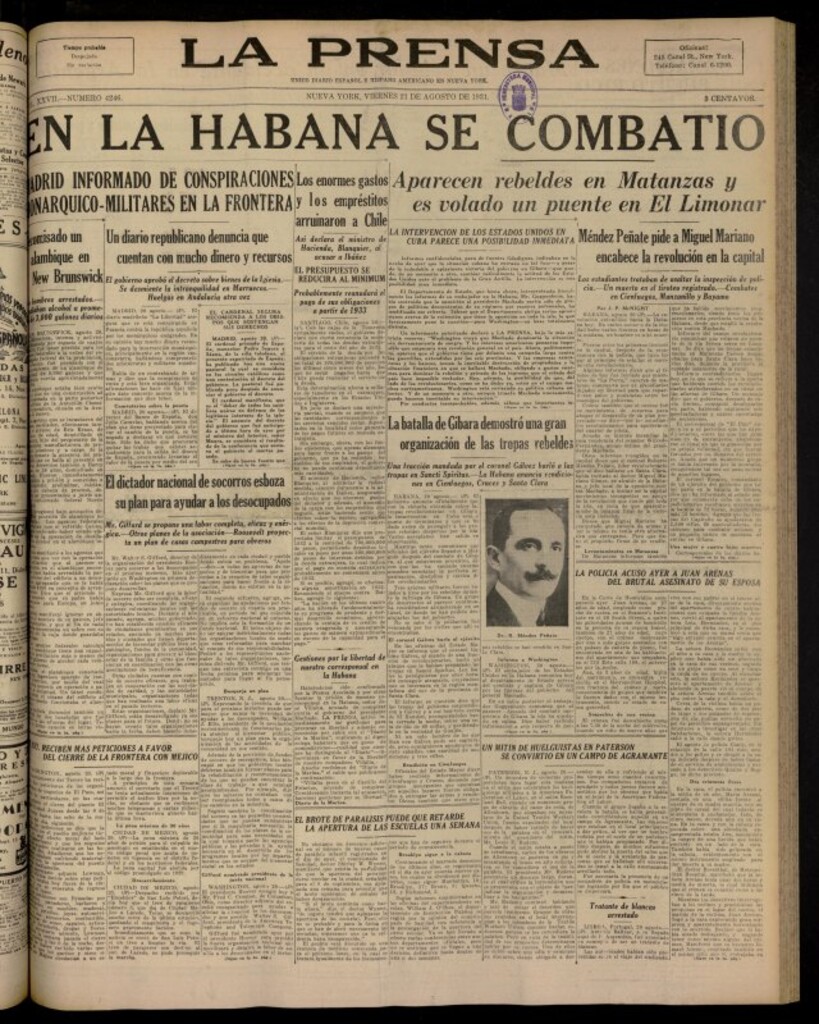 Miniatura de La Prensa: único diario español e hispano americano en Nueva York del 21 de agosto de 1931, nº 4246