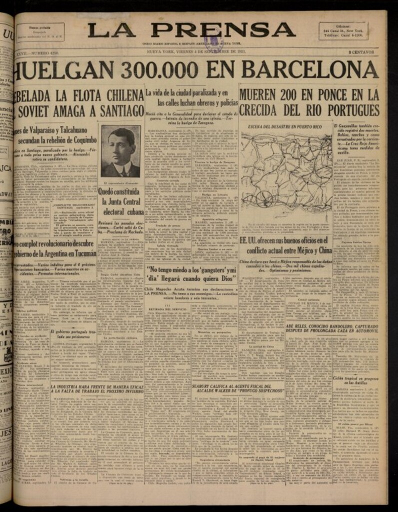 Miniatura de La Prensa: único diario español e hispano americano en Nueva York del 4 de septiembre de 1931, nº 4258