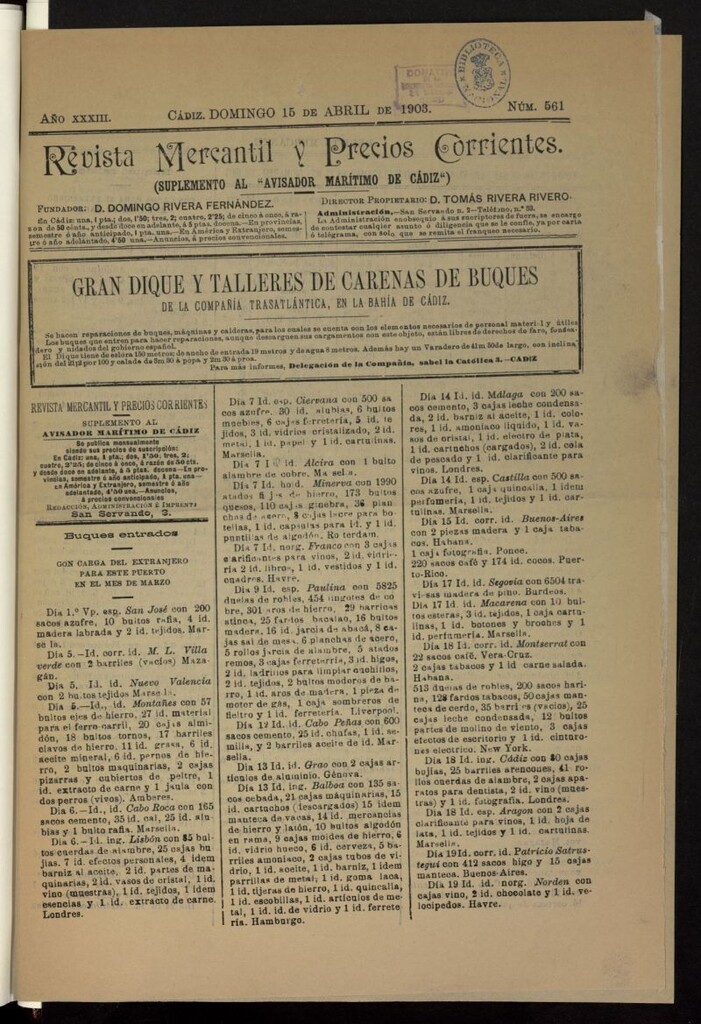 Miniatura de Revista mercantil y precios corrientes