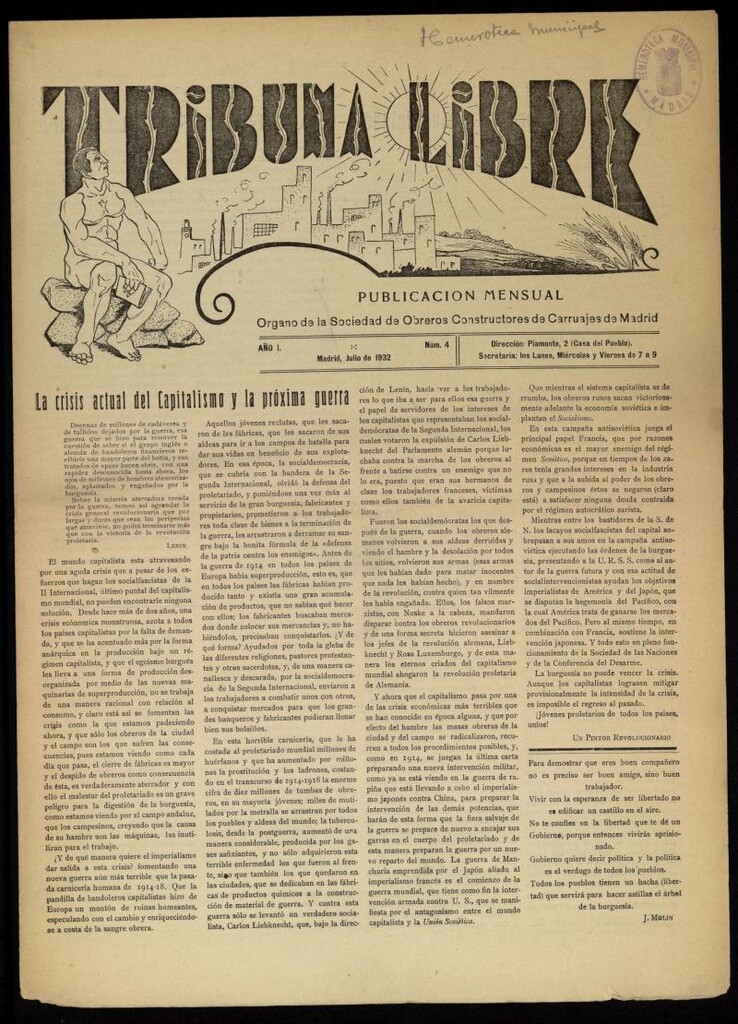 Miniatura de Tribuna Libre de julio de 1932. Número 4