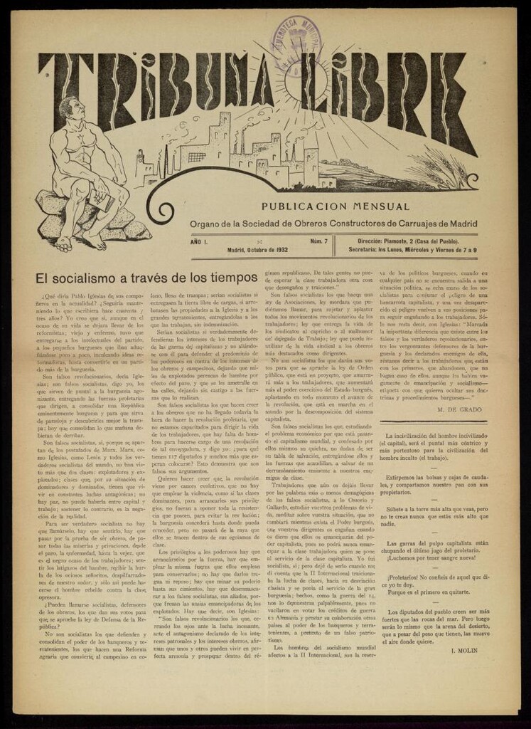 Miniatura de Tribuna Libre de octubre de 1932. Número 7