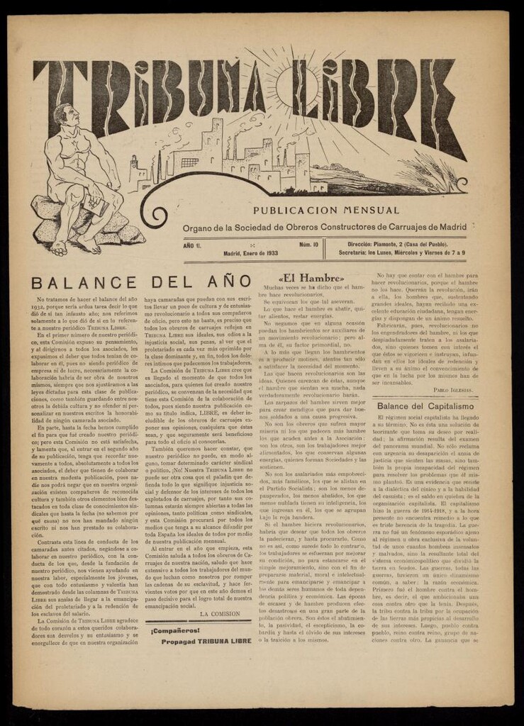 Miniatura de Tribuna Libre de enero de 1933. Número 10