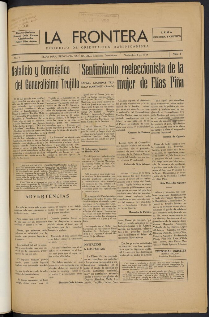 Miniatura de La Frontera: periodico de orientación dominicanista