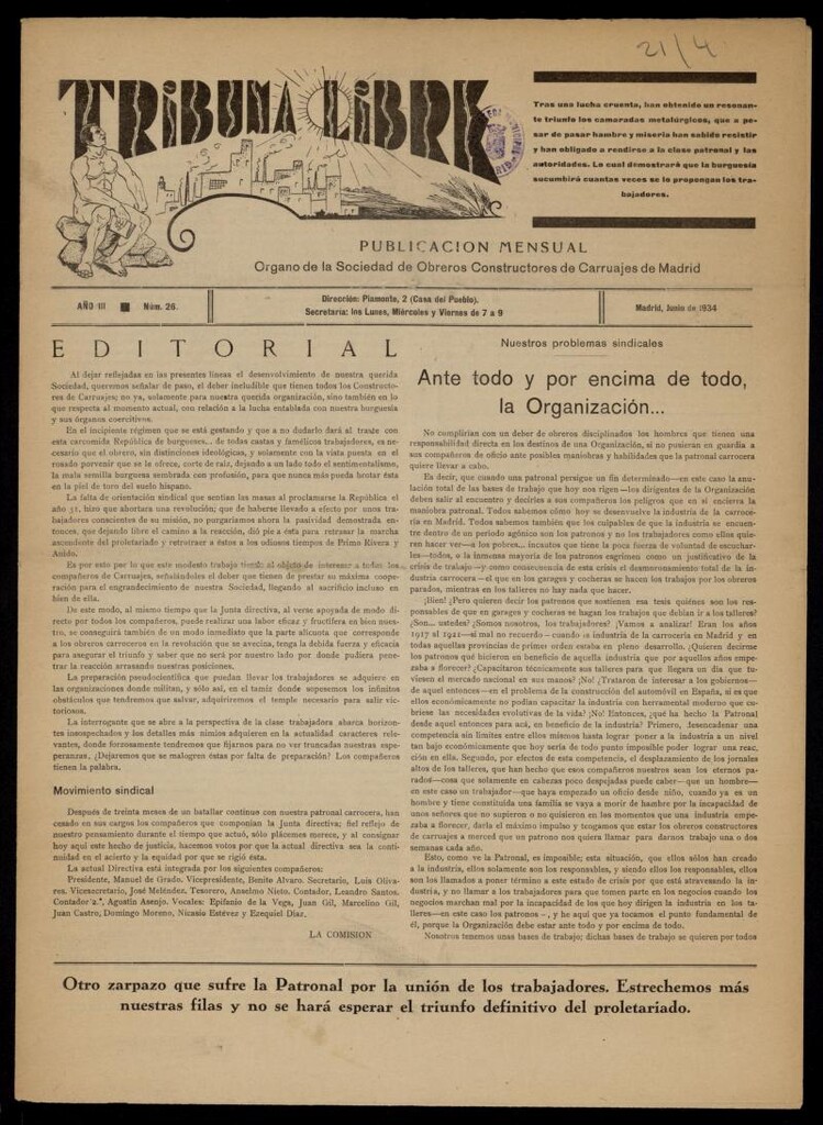 Miniatura de Tribuna Libre de Junio de 1934. Número 26