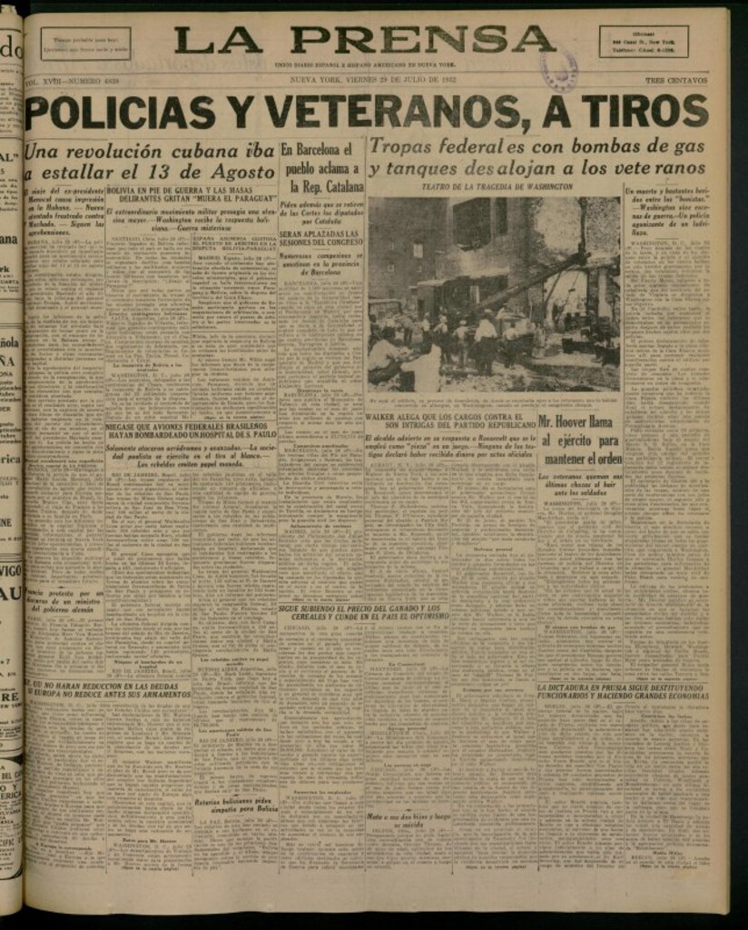Miniatura de La Prensa: único diario español e hispano americano en Nueva York del 29 de julio de 1932, nº 4838